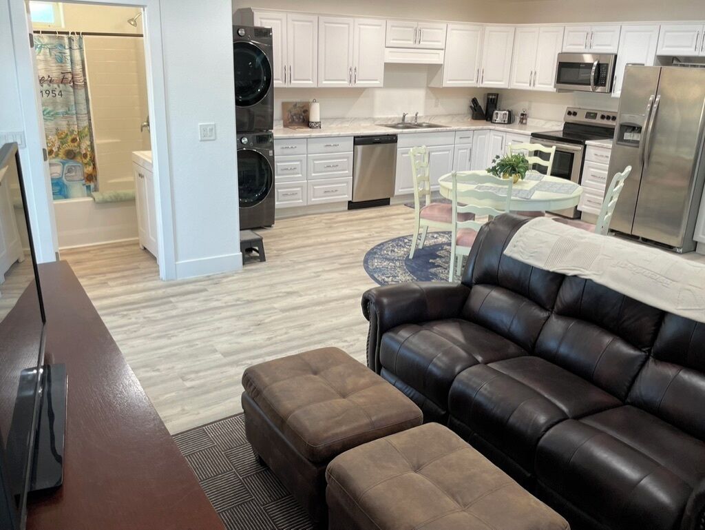 TV, DVD player, video library