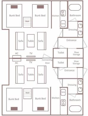 Executive Connecting 8 Beds - Bunk Style, Non Smoking | Floor plan - Minn Sapporo Odori W14 (Sapporo)