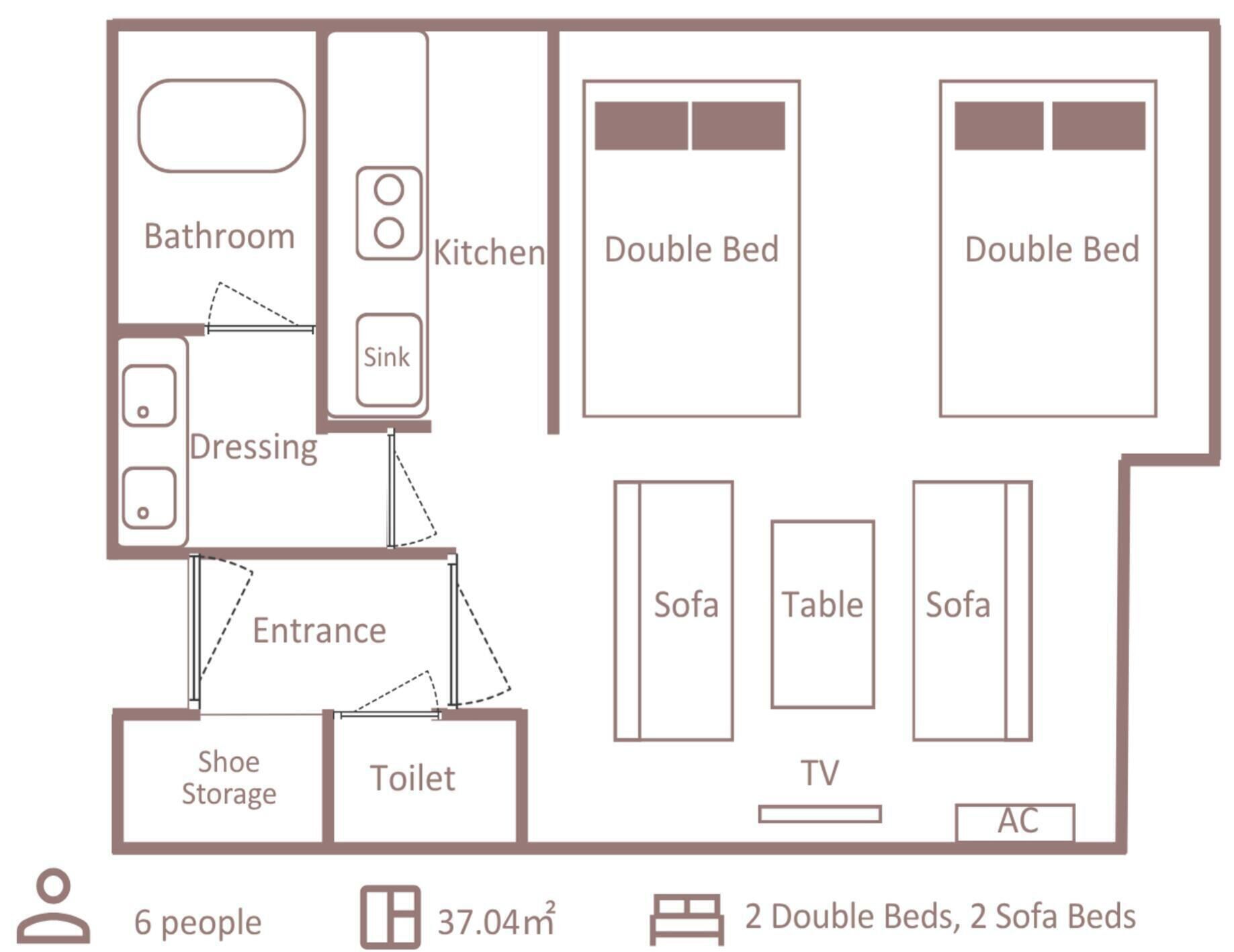 Chambre Quadruple Standard, non-fumeurs (Moderate 4 Beds) | Plan d’étage