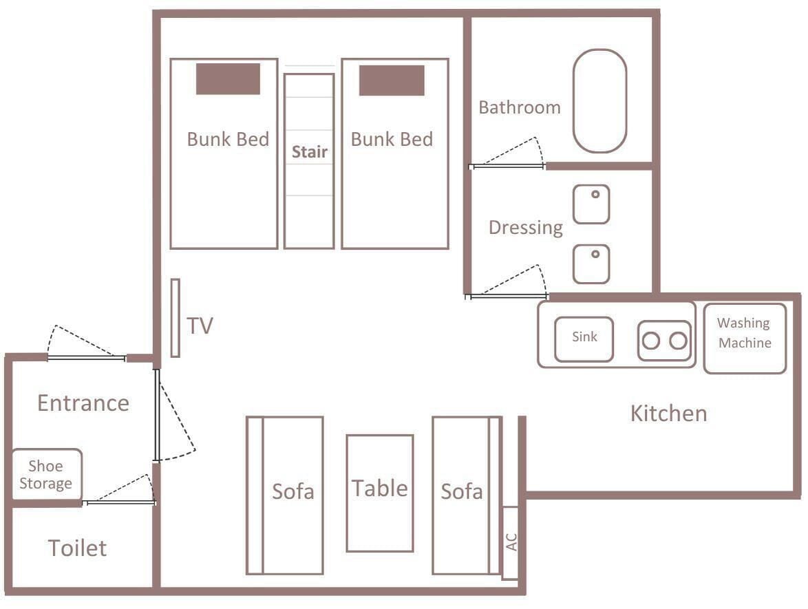 Moderate 4 Beds - Bunk Style, Non Smoking | Floor plan