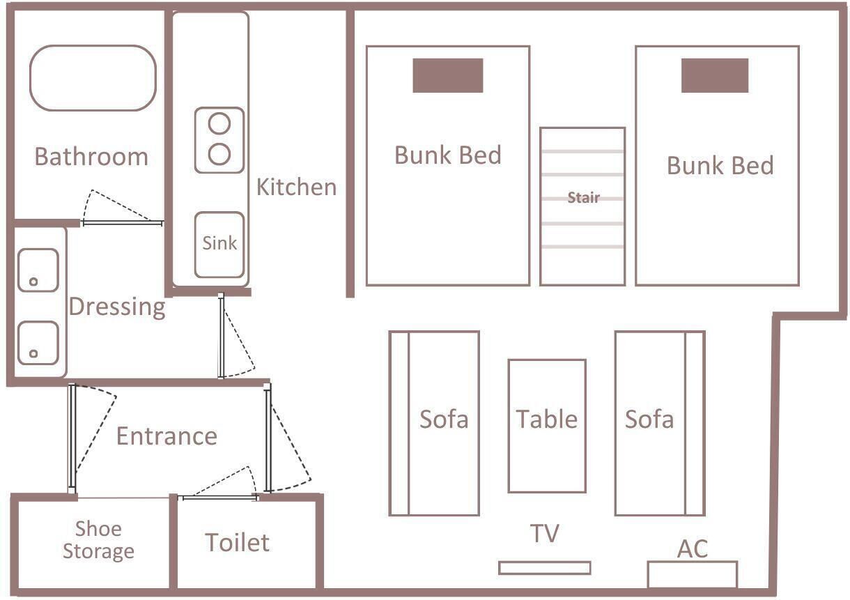 Moderate 4 Beds - Bunk Style, Non Smoking | Floor plan