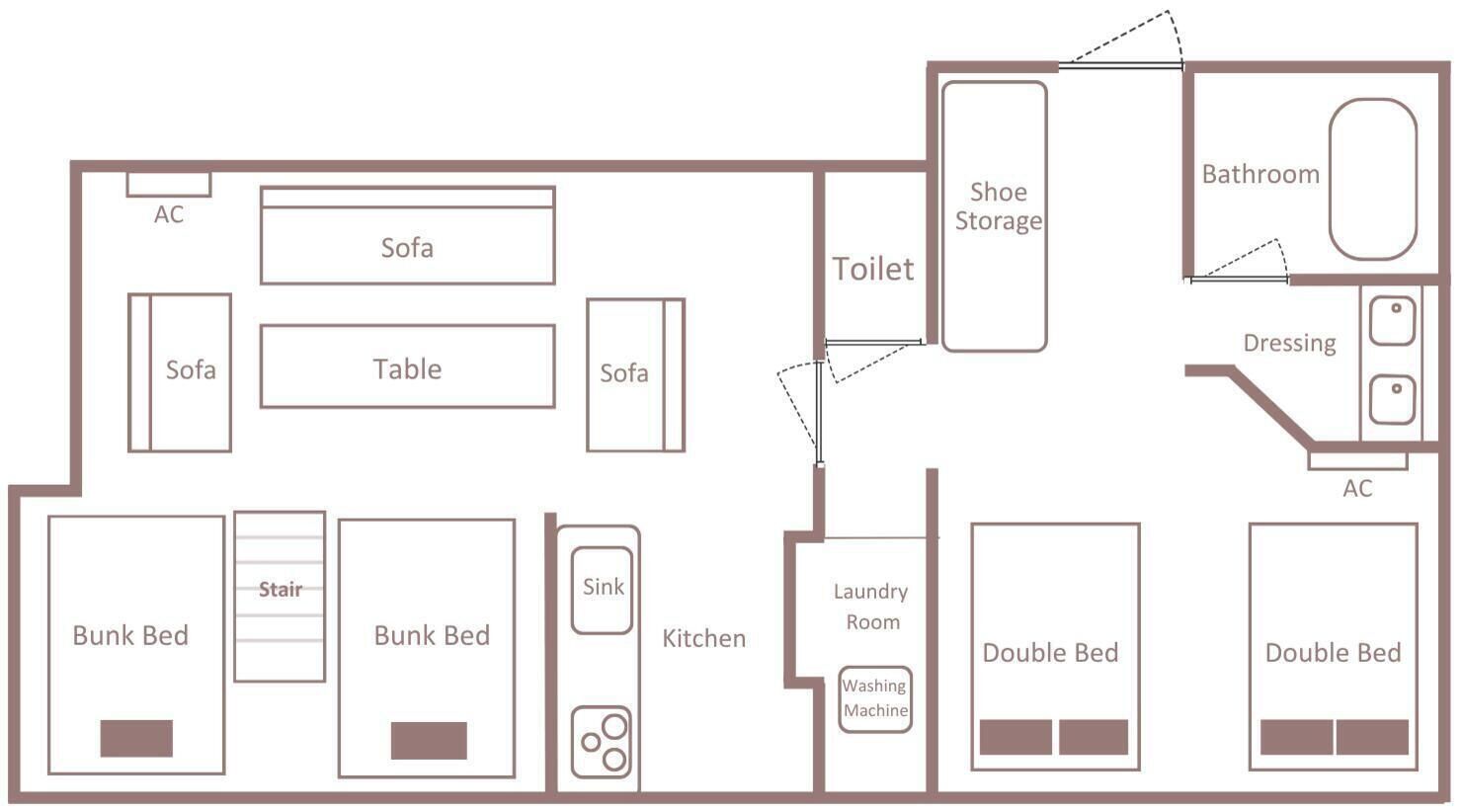 Premium 1-Bedroom Suite with 6 Beds, Non Smoking | Floor plan