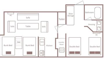 Premium 1-Bedroom Suite with 6 Beds, Non Smoking | Floor plan