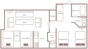 Suite Premium, no fumadores (Premium 1-Bedroom Suite with 6 Beds) | Plano