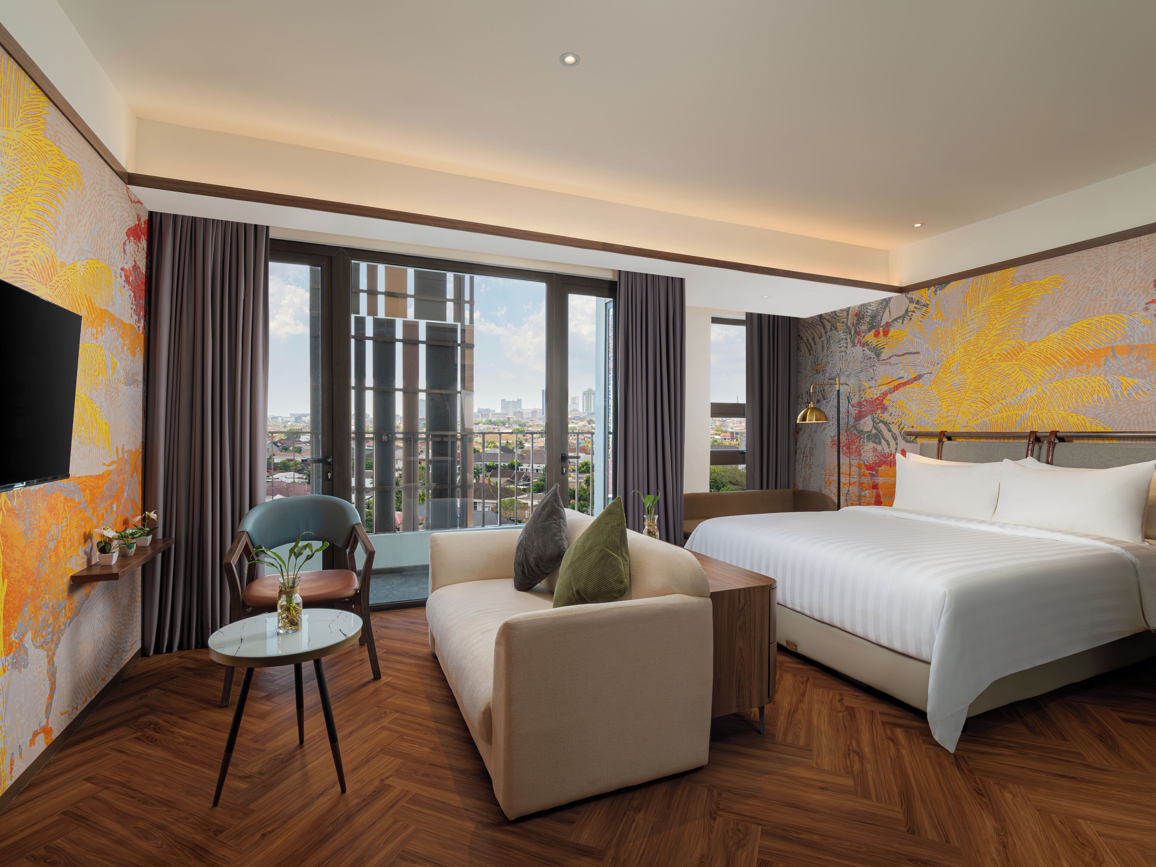 Phòng Deluxe, 1 giường cỡ king | Bộ trải giường bằng vải cotton Ai Cập, bộ đồ giường cao cấp, minibar 