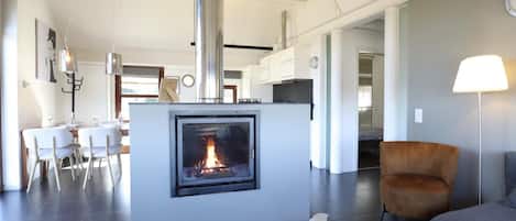 TV, fireplace