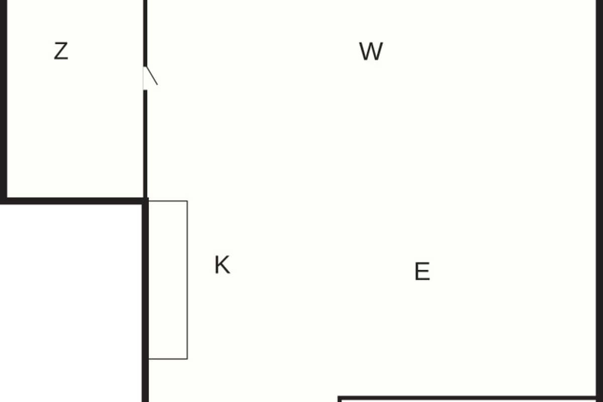Grundriss mit beschrifteten Räumen: Z, K, W, E, F und B.