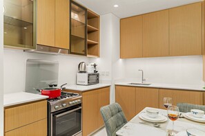 Private kitchen - FIRST CLASS | 2BR | Pool View | Close to Downtown (Dubai Creek Harbour)
