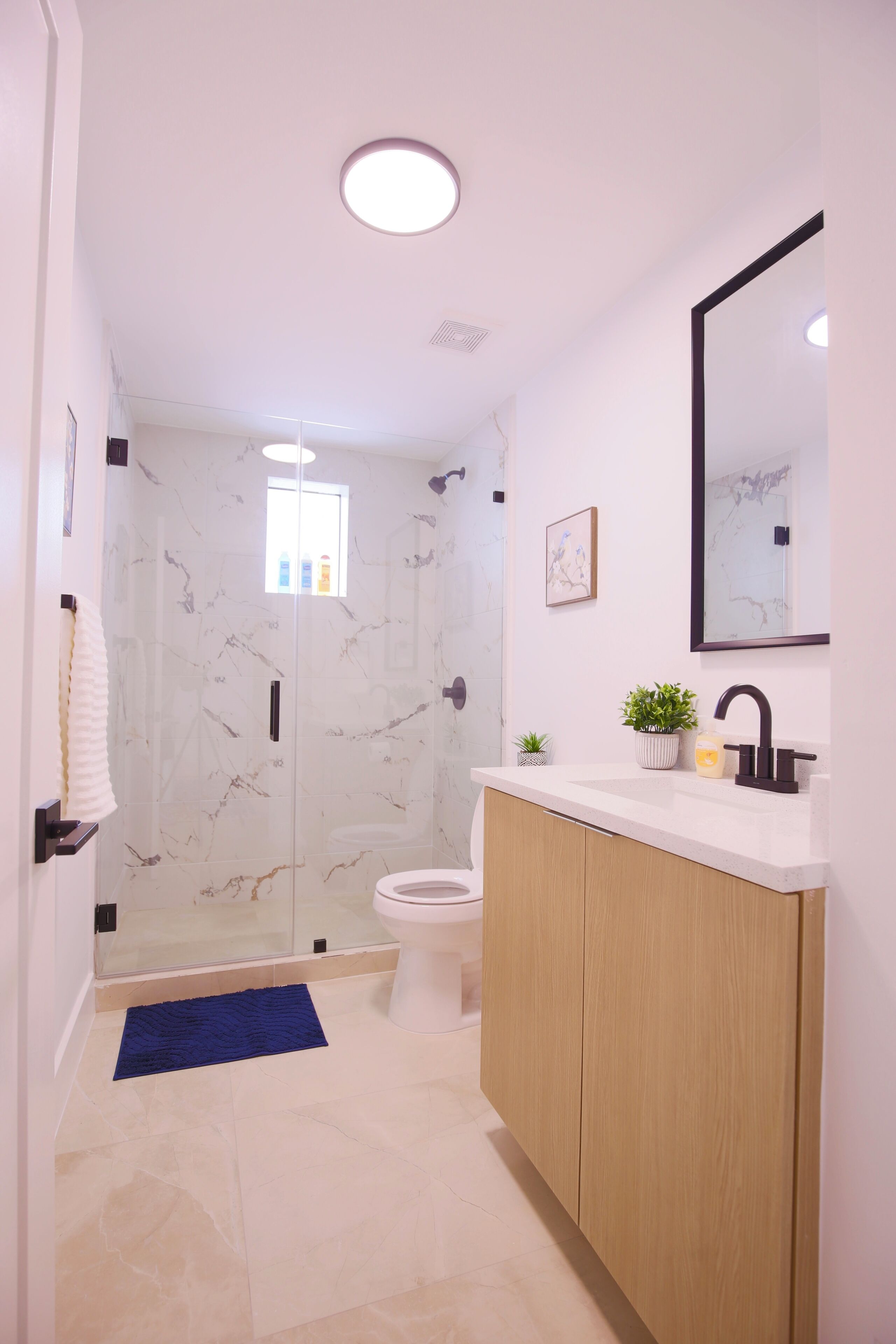Haartrockner, Handtücher, Seife, Toilettenpapier