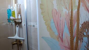 Douche, serviettes fournies, savon, papier toilette