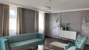 Leilighet – deluxe, byutsikt | Oppholdsområde