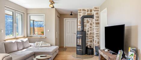 TV, fireplace