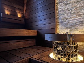 Appartement, 3 chambres, sauna (Lady) | Salle de bain | Séchoir à cheveux, plancher chauffant (salle de bain), savon, shampooing