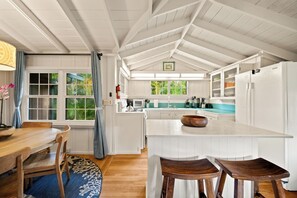 Fridge, microwave, oven, stovetop - Palaka Cottage, A Timeless Hanalei Stay TVNC#1091 (Hanalei)