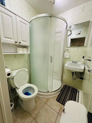 Haartrockner, Handtücher, Seife, Toilettenpapier
