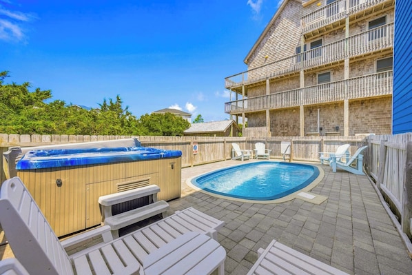 Outdoor pool, a heated pool - Brand New Semi-Oceanfront Waves Home with Private Pool, Hot Tub and Game Room (Waves)