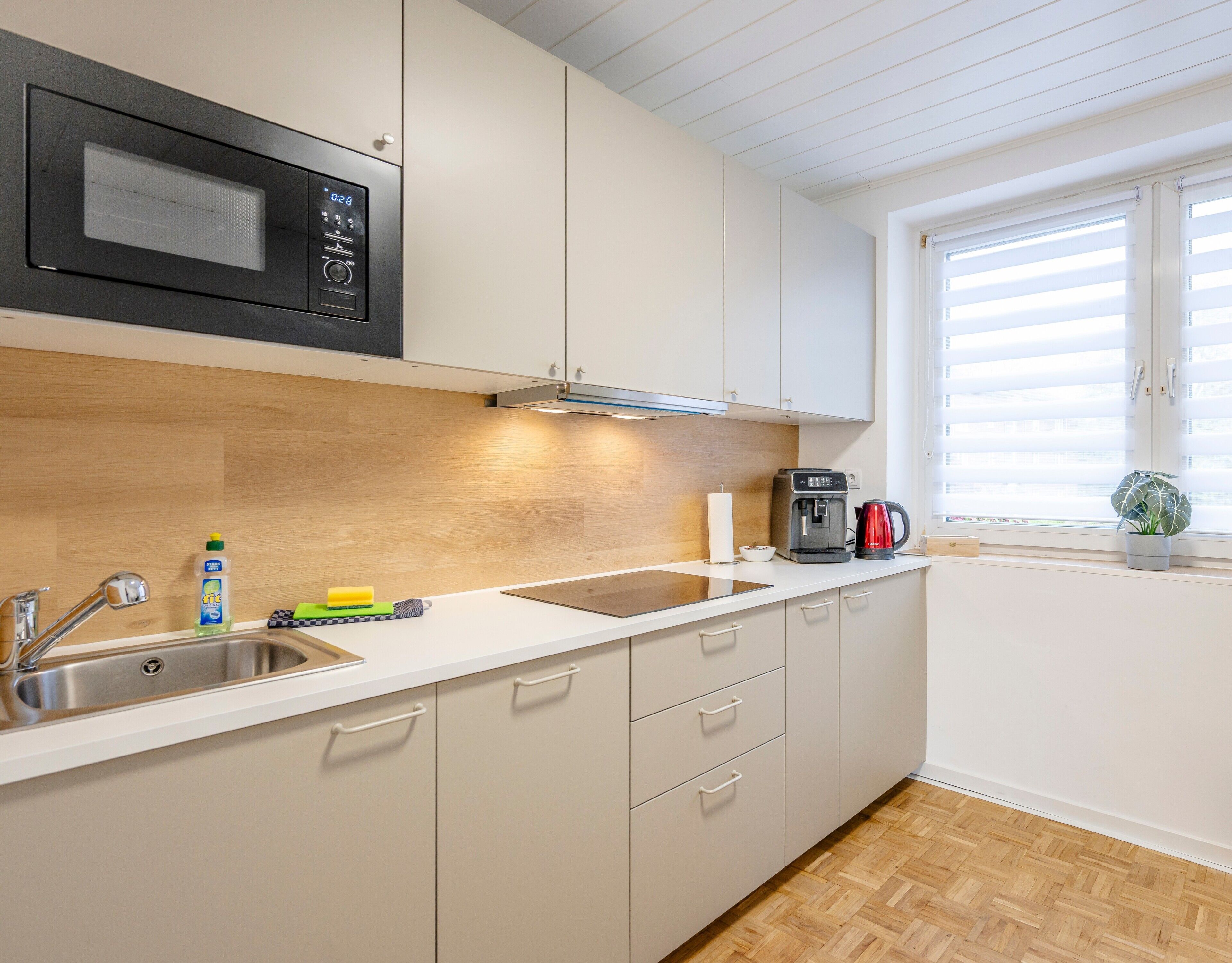 Kühlschrank, Mikrowelle, Herdplatte, Geschirrspüler