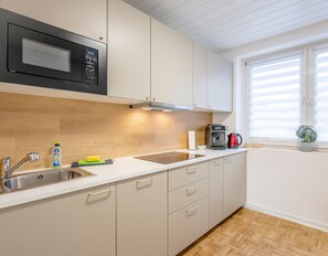 Fridge, microwave, stovetop, dishwasher