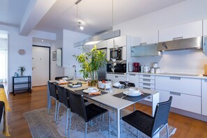 Fridge, microwave, oven, stovetop - Urbanised Pangrati 2 bedroom Luxury (Athina)
