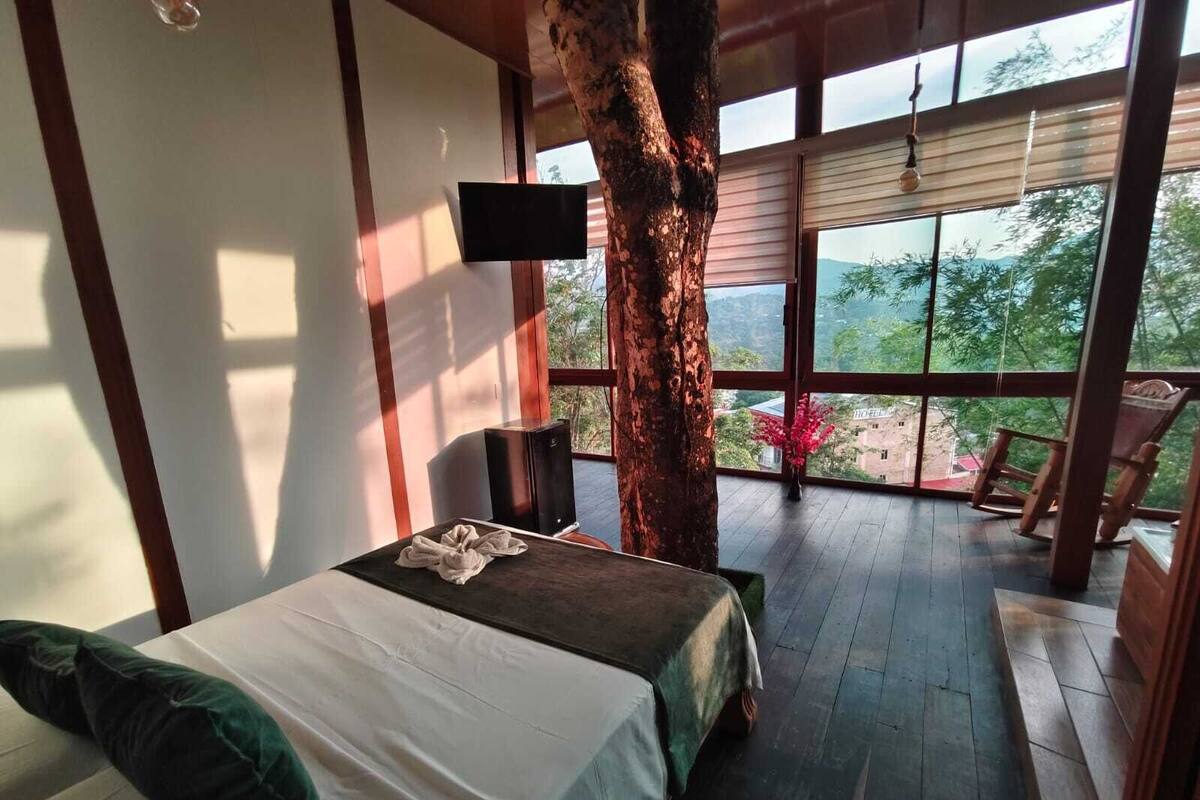 Cabane Junior, vue piscine