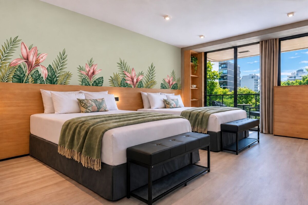 Apartment, 2 Queen Beds | Down comforters, in-room safe, desk, laptop workspace