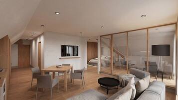 Deluxe Studio Suite | Minibar, in-room safe, desk, laptop workspace