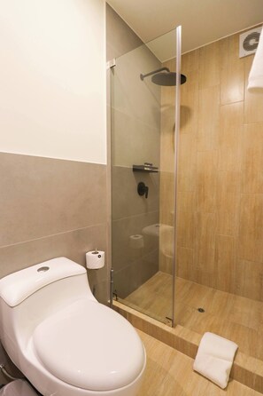 Shower, hair dryer, towels, shampoo - w* | Sunny 1BR w/ Balcony in Vibrant San Isidro (San Isidro)