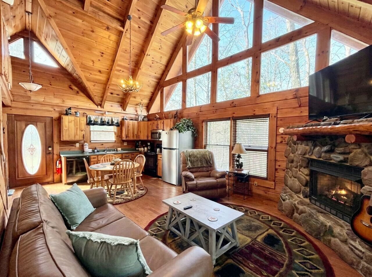 TV, fireplace, video games
