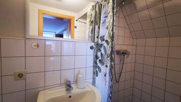 Shower, towels, toilet paper