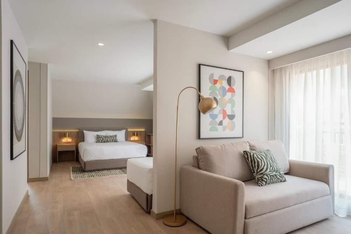 Classic Studio, City View | Premium bedding, in-room safe, desk, laptop workspace