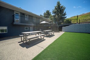 Outdoor dining - Spacious Vernon Retreat w/ Game Room, BBQ Patio & Turf Yard (Vernon)