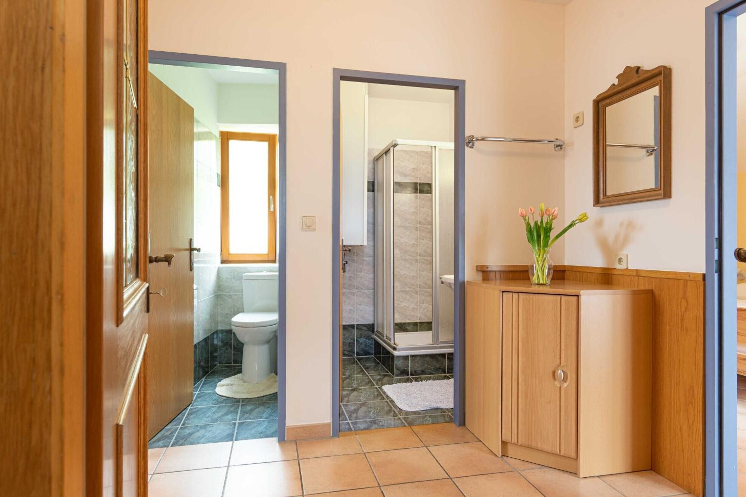 Dusche, Haartrockner, Handtücher