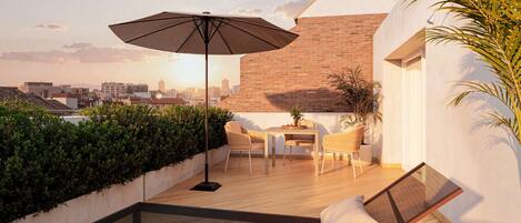 Apartment, 2 Bedrooms, Terrace, City View | Terrace/patio
