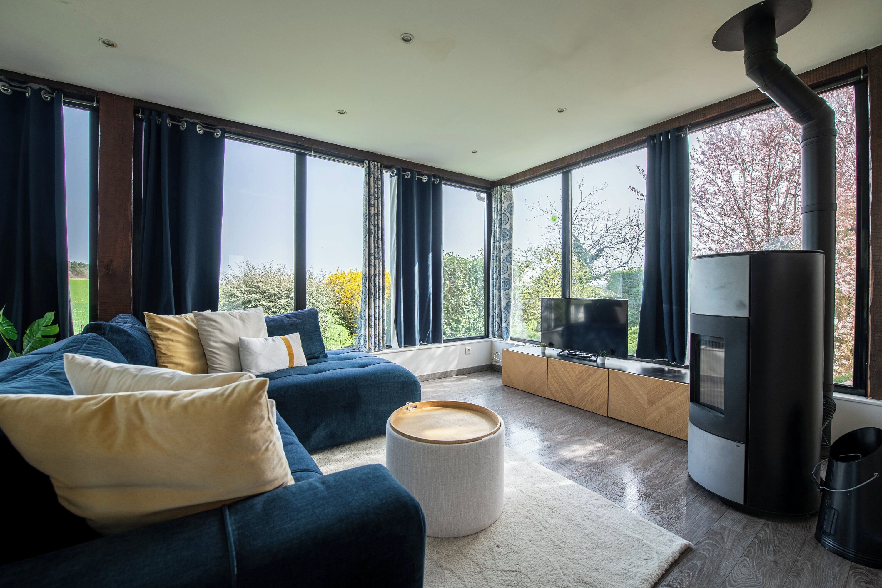 TV, fireplace