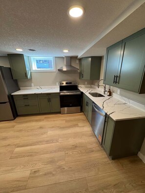 Fridge, microwave, oven, stovetop - Newly Remodeled Studio Apartment (Elk River)