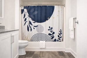 Shower, hair dryer, towels, soap - Ste 717-Free Parking + Skywalk Access + Downtown 2BR City Views (Indianapolis)
