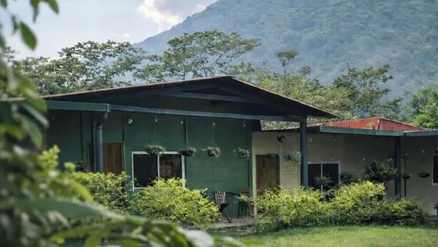 A hotel with a natural setting, featuring a mountain in the background and lush greenery. - Los Cipreses Hotel de Montaña (Los Naranjos)