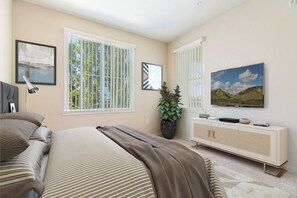 1 bedroom, iron/ironing board, bed sheets - Modern 1BR Condo at Lawrence Station w Pool (Sunnyvale)