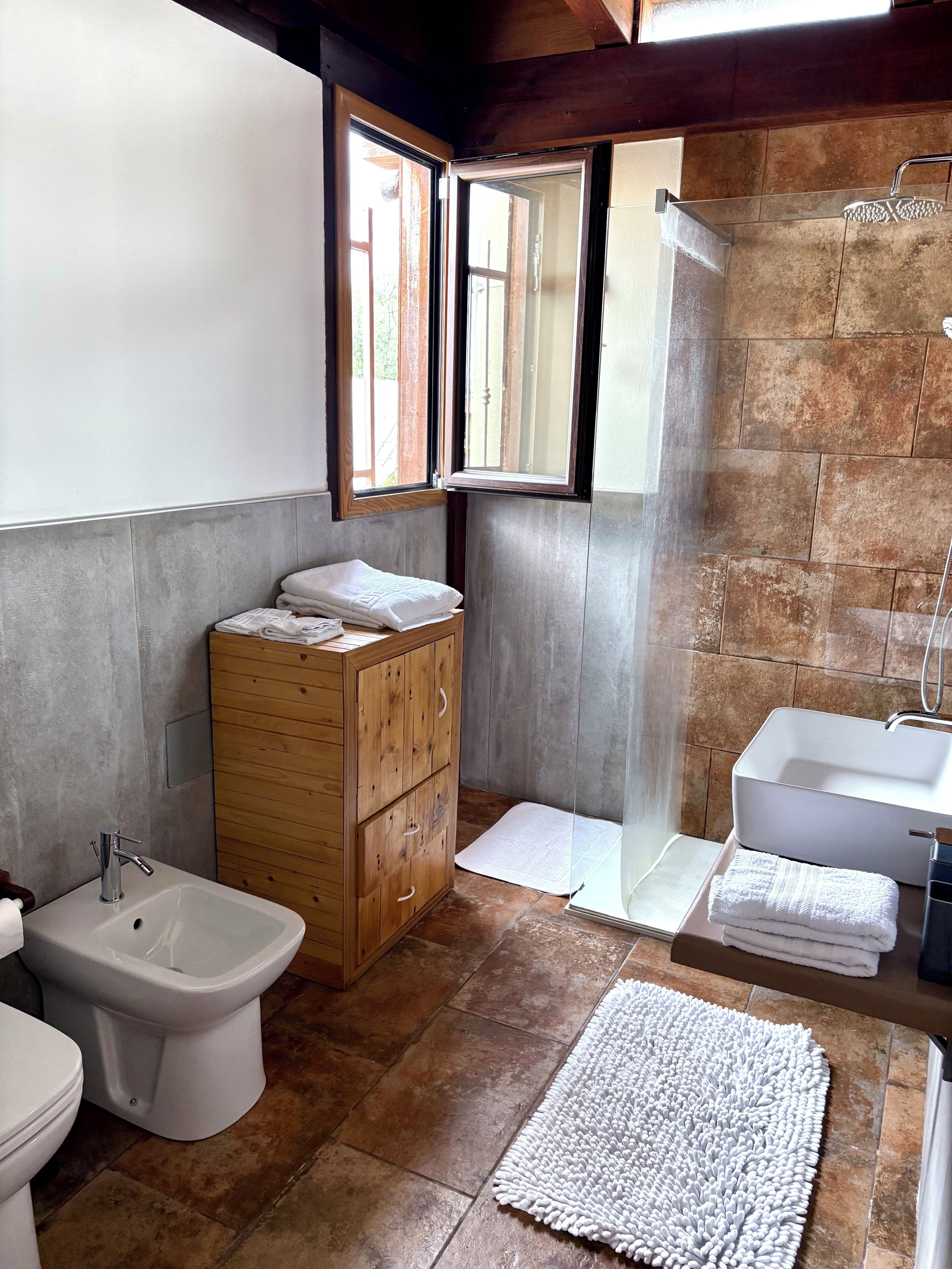 Dusche, Haartrockner, Bidet, Handtücher