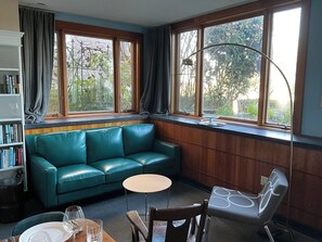 TV, fireplace - Bright Seattle 1 Bed in Mt. Baker/Columbia City near Lake Washington (Seattle)