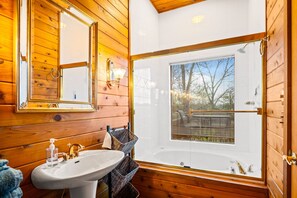 Bathroom - Sunset Ridge: Modern Lakeview Cabin; Fenced Yard (LaFollette)