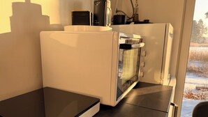 A kitchen with a built-in oven and a countertop. - Lakefront Cabin w/ Sauna & Hot Tub | Aiyana Retreat (Gauja)
