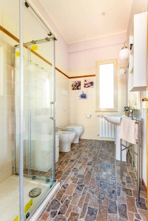 Dusche, Haartrockner, Bidet, Handtücher