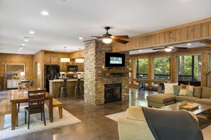 Smart TV, fireplace, table football, books - Year-Round Creekside Cabin w/ Hot Tub, Steam Room, Game Room & Playground! (Broken Bow)