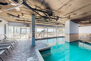 Indoor pool, a heated pool - Oceanfront condo with pool, hot tub, lazy river - direct beach access (Myrtle Beach)