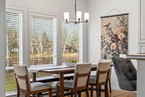 Dining - NEW! Tranquil Pond-Side Retreat | 4 Bikes Available to Bike Boise River Greenbelt | Outdoor Fire Pit (Eagle)