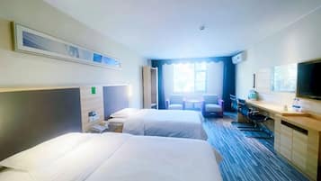 Laptop workspace, free WiFi, bed sheets