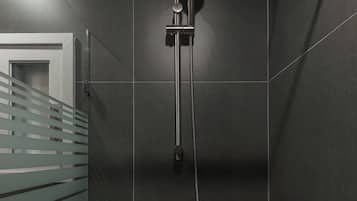 Hair dryer, towels, toilet paper