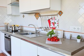 Panoramic-Apartment, Meerblick | Eigene Küche | Kühlschrank, Ofen, Herdplatte, Espressomaschine