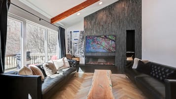 TV, fireplace